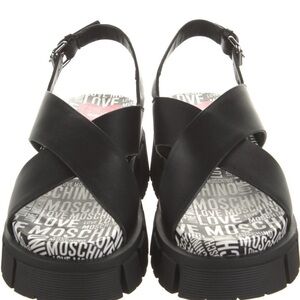 Love Moschino Black Cross-Strap Sandals